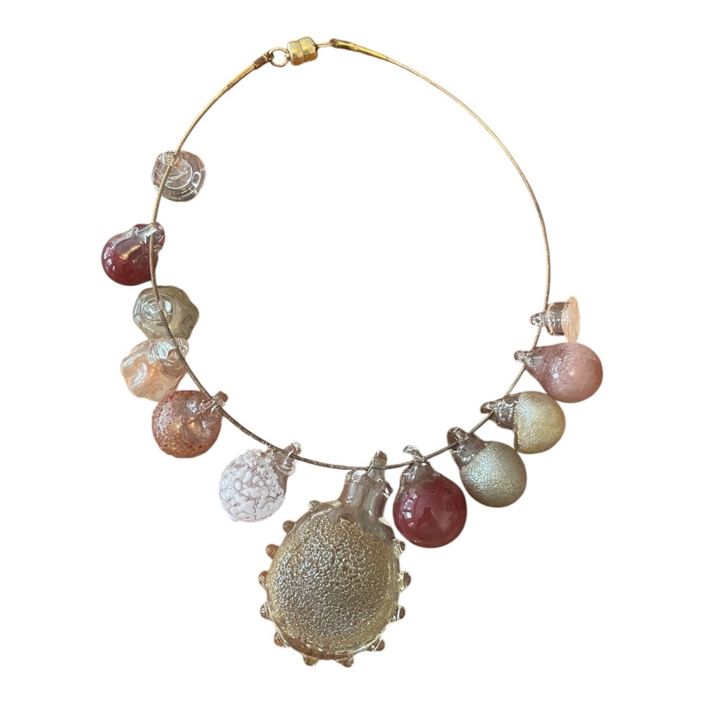 Melissa Schmidt Hand Blown Glass Bead Cluster Collar Choker  Necklace - Picture 5 of 9